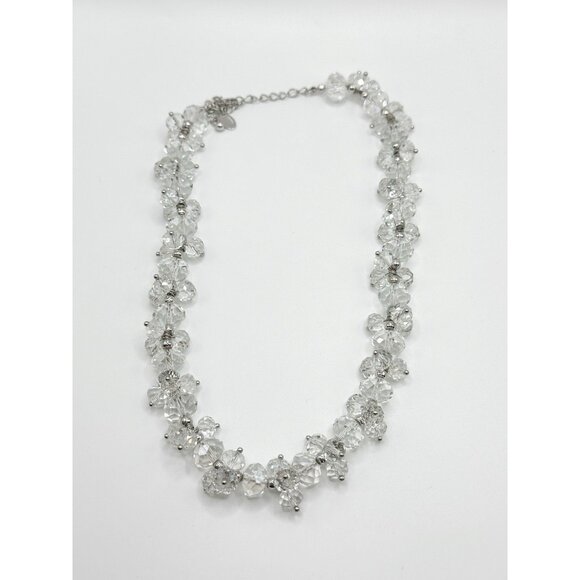 Sparkling Nolan Miller Faceted Glass Crystal Necklace Beaded 16 To 19” - Picture 1 of 3